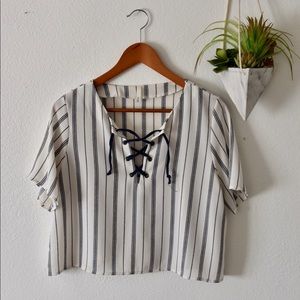 Stripe Crop Boxy Blouse